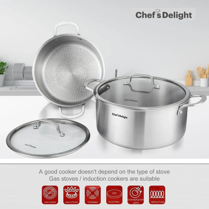 Chef's Delight  4-Piece Hammer Tri-ply Casserole Set -24,28CM