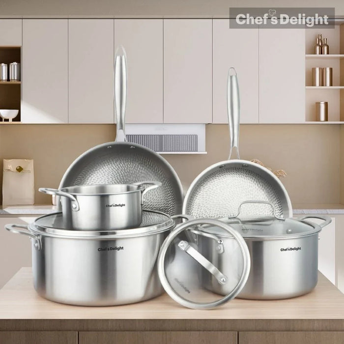 Chef's Delight 8-Piece Hammer Triply Cookware Set