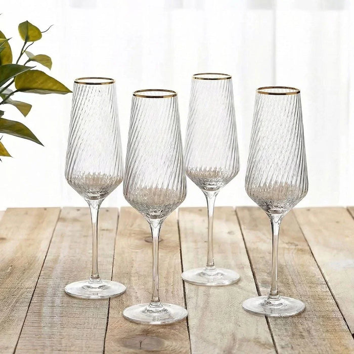 Rakle 4-Piece Footed Flute Glass Set 180ml