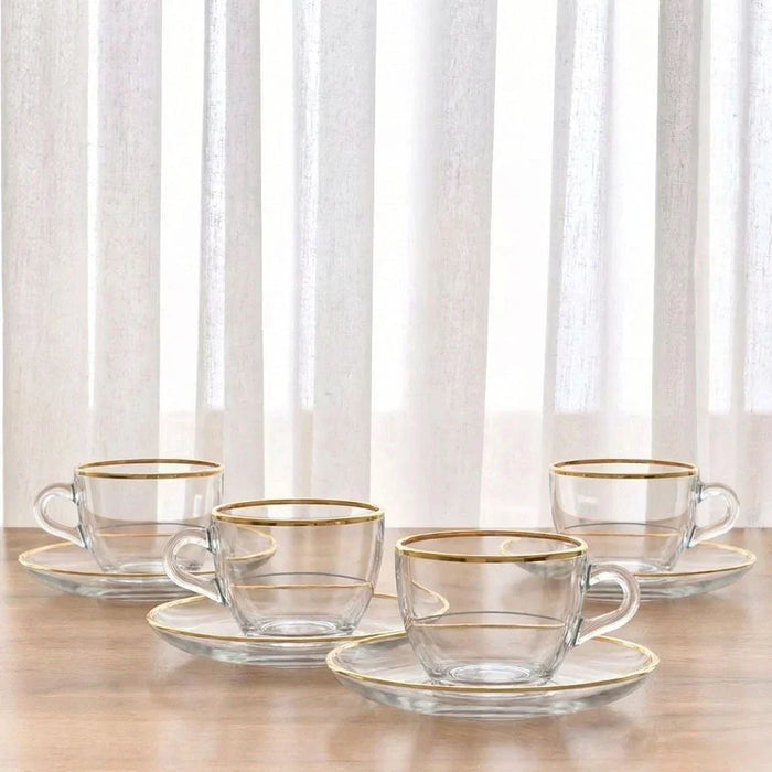 Rakle 4-Piece Tea Cup Glass Set With Saucer 238ml
