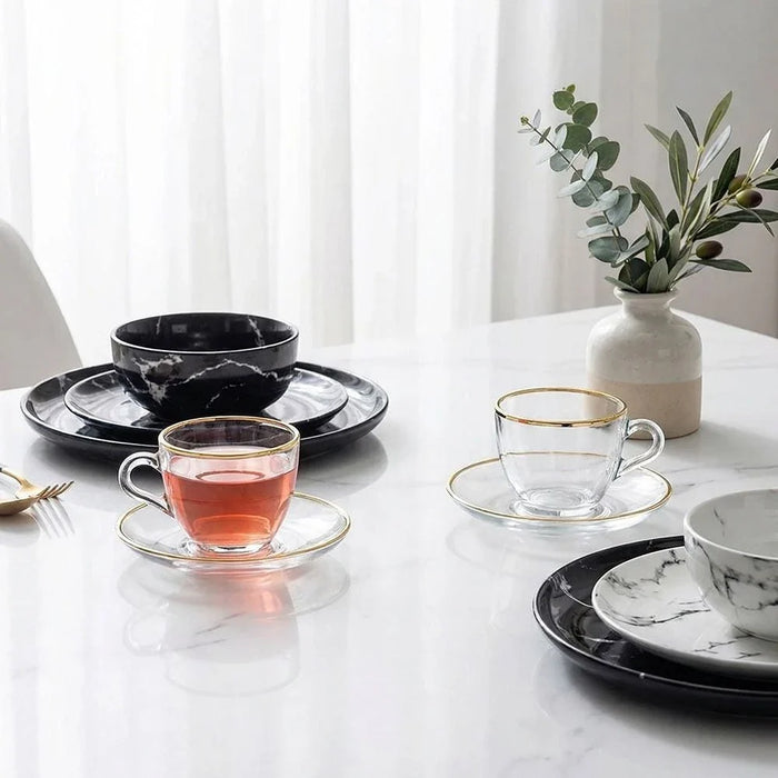Rakle 4-Piece Tea Cup Glass Set With Saucer 238ml