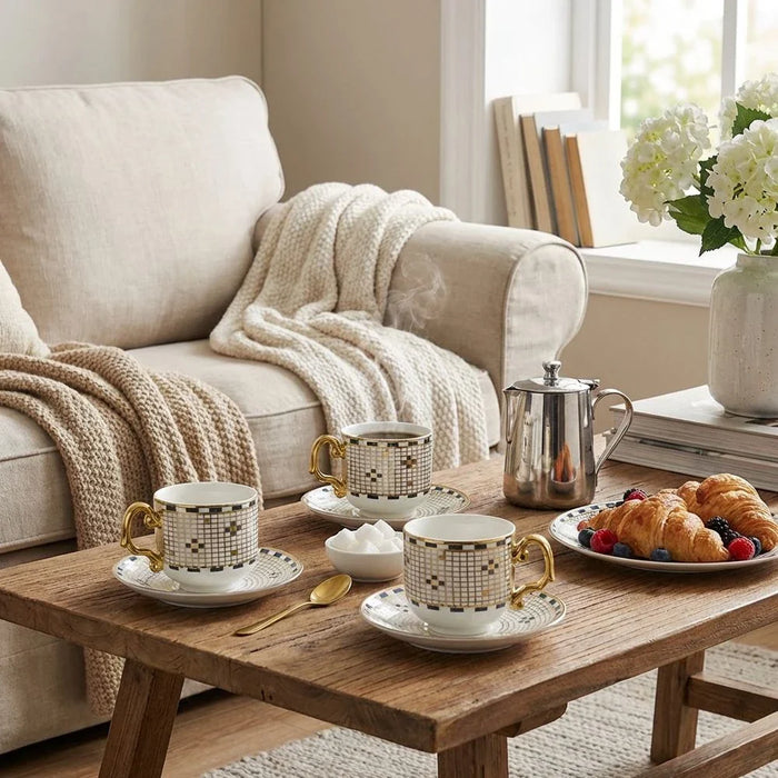 Brewelle 12-Piece New Bone China Tea Cup Set 200ml -Serves 6