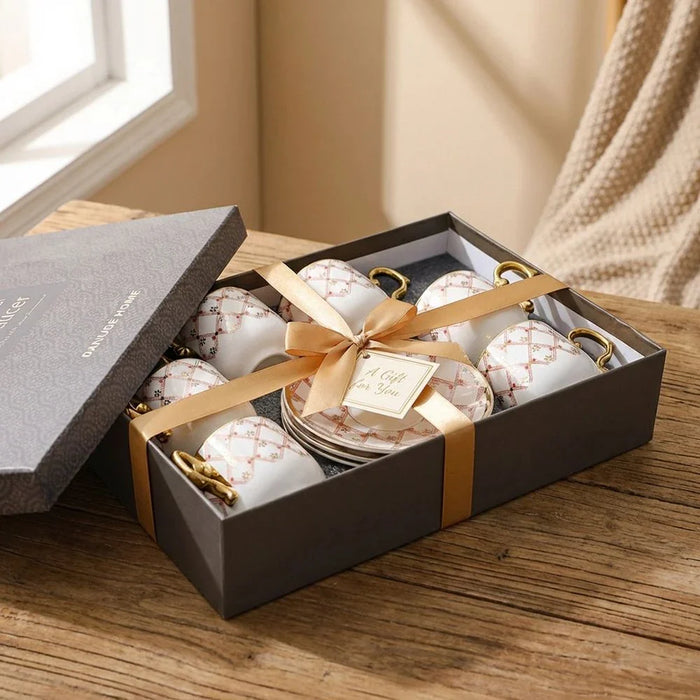 Auralin 12-Piece New Bone China Tea Cup Set 200ml -Serves 6