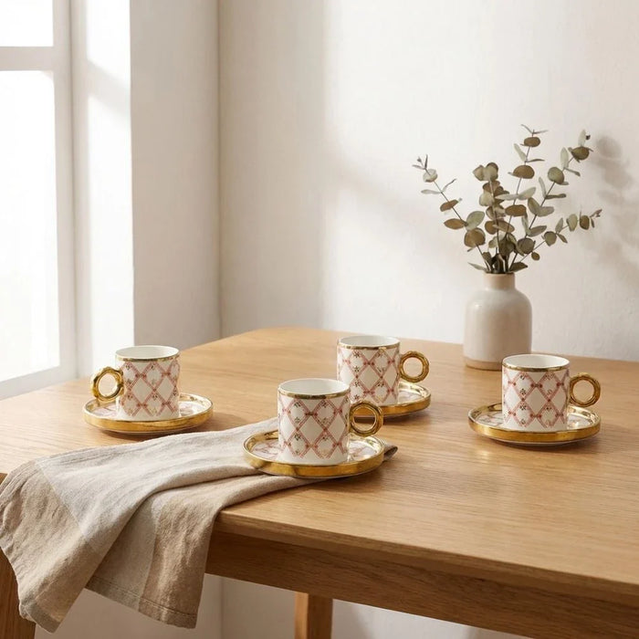 Auralin 12-Piece New Bone China Coffee Cup Set 90ml-Serves 6