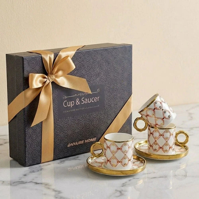 Auralin 12-Piece New Bone China Coffee Cup Set 90ml-Serves 6