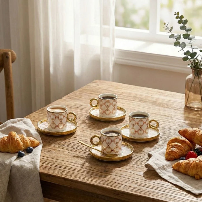 Auralin 12-Piece New Bone China Coffee Cup Set 90ml-Serves 6