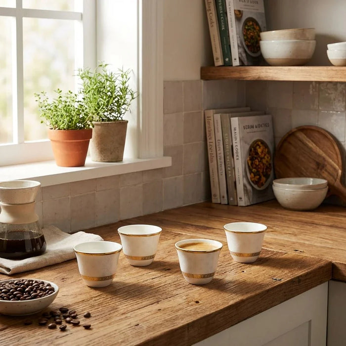 Sipora 12-Piece New Bone China Cawa Cup Set 80ml -Serves 12
