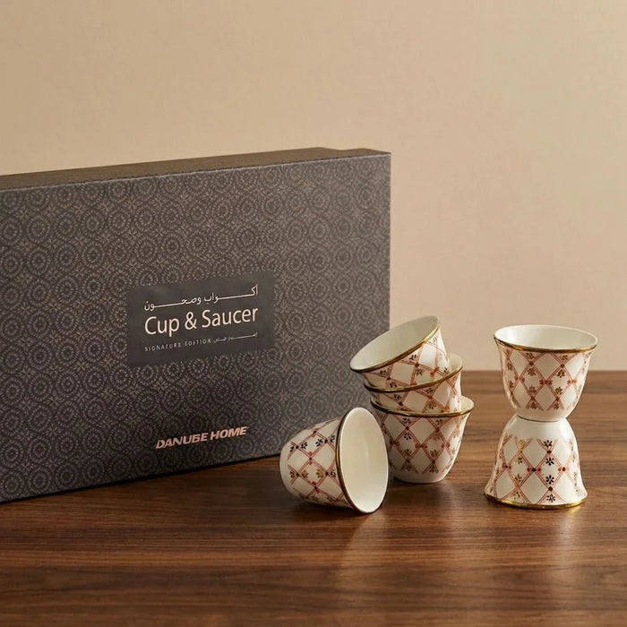 Auralin 12-Piece New Bone China Cawa Cup Set 80ml -Serves 12