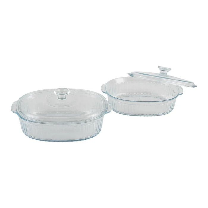 Chef'S Delight 2-Piece Oval Glass Casserole Set -1800Ml,2800Ml