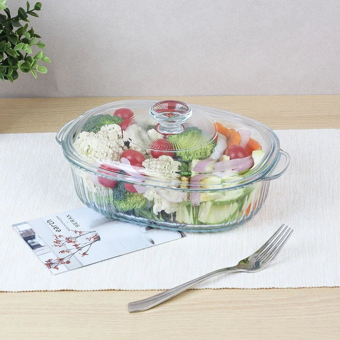 Chef'S Delight 2-Piece Oval Glass Casserole Set -1800Ml,2800Ml
