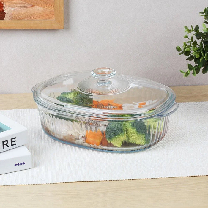 Chef'S Delight 2-Piece Oval Glass Casserole Set -1800Ml,2800Ml