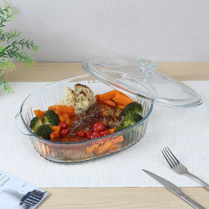 Chef'S Delight 2-Piece Oval Glass Casserole Set -1800Ml,2800Ml