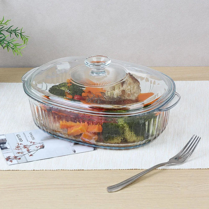 Chef'S Delight 2-Piece Oval Glass Casserole Set -1800Ml,2800Ml