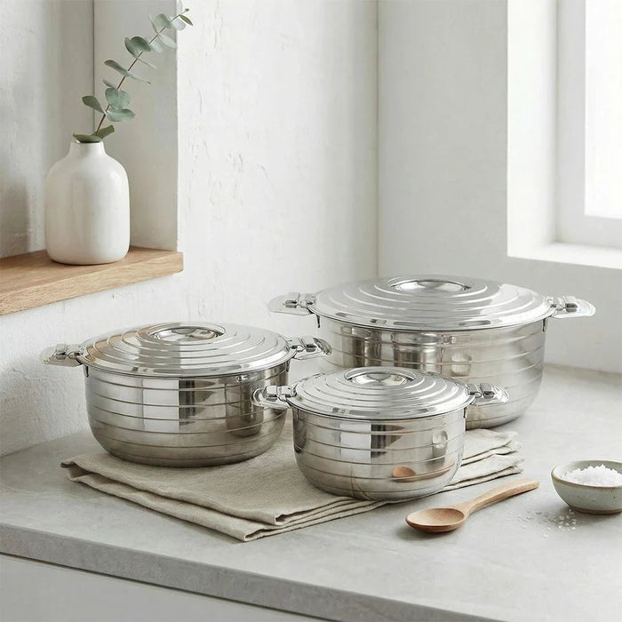 Sahira Striped Stainless Steel Hot Pot 1500ml