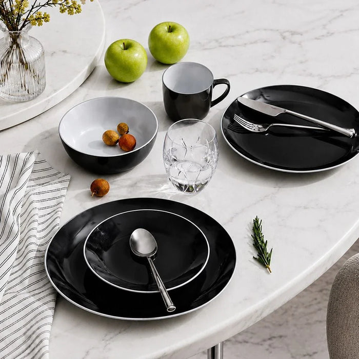 Eminence 16-Piece Dual-Color Stoneware Dinner Set -Serves 4