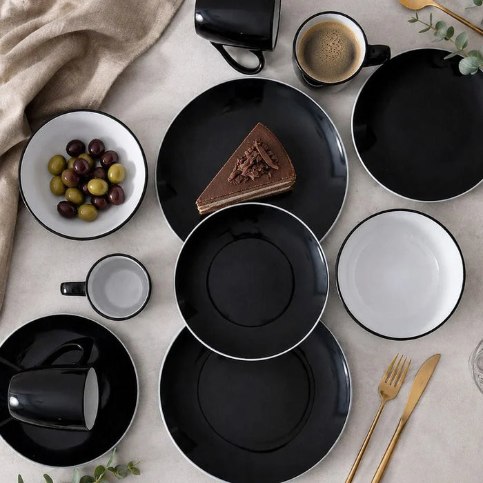 Eminence 16-Piece Dual-Color Stoneware Dinner Set -Serves 4