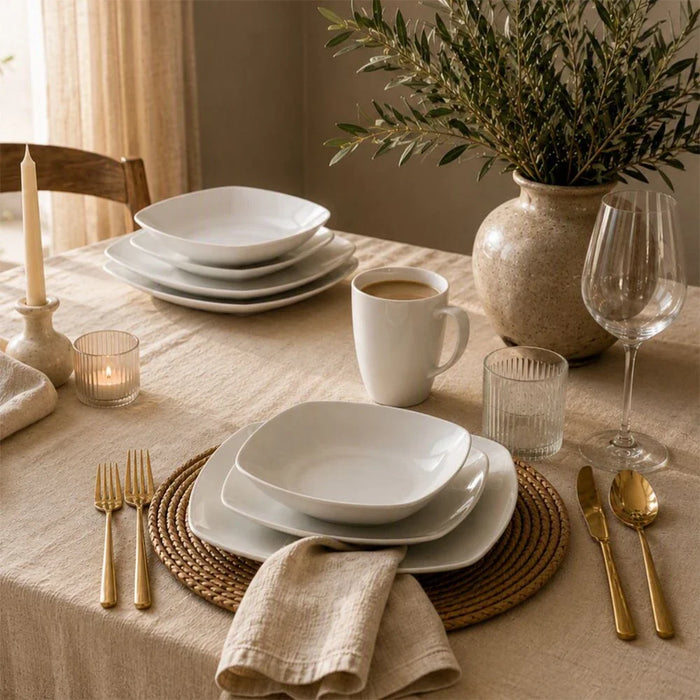 Eminence 16-Piece Irregular Porcelain Dinner Set -Serves 4