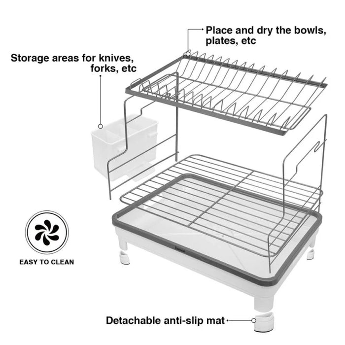Fissman 2-Tier Dish Drying Rack 48x3200X3008cm (Stainless Steel, Plastic)