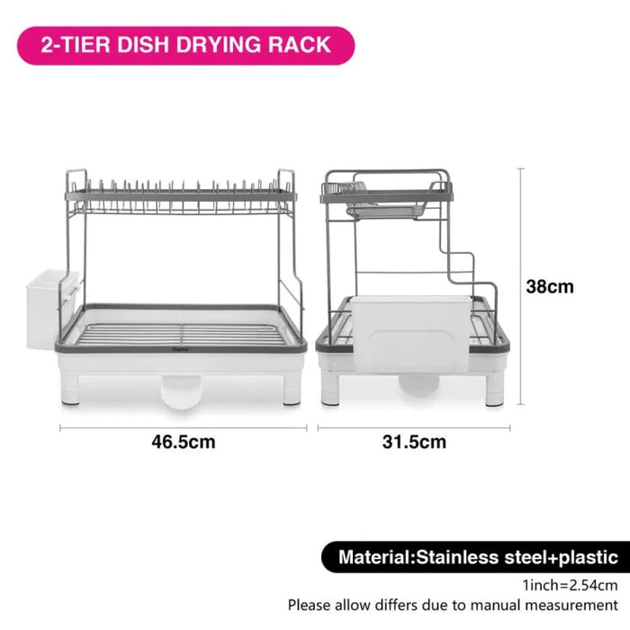 Fissman 2-Tier Dish Drying Rack 48x3200X3008cm (Stainless Steel, Plastic)