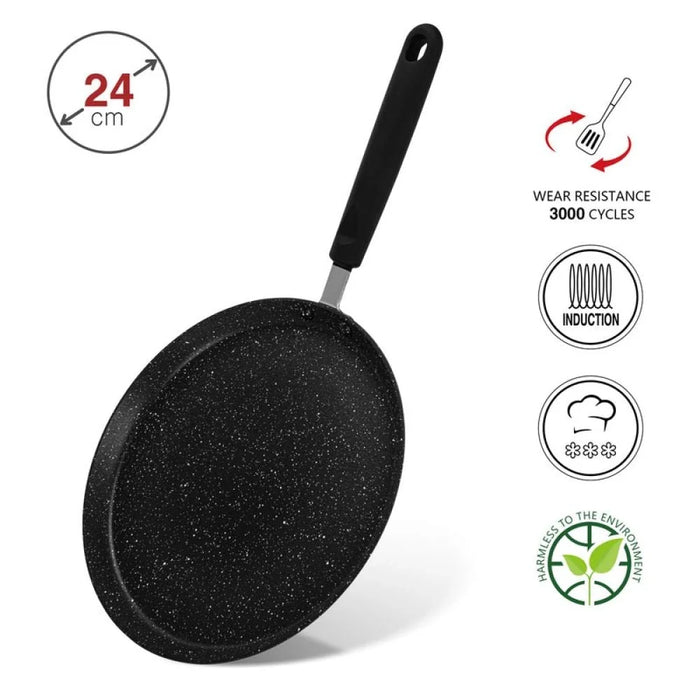Fissman Crepe Pan Jet Black 24 Cm (Aluminium With Non-Stick Coating) Ñ 10031