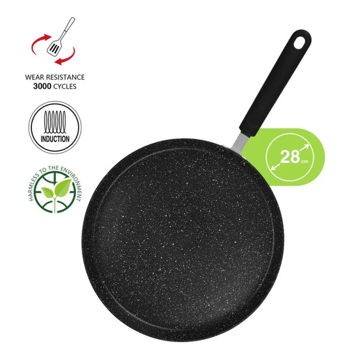 Fissman Crepe Pan Jet Black 28 Cm (Aluminium With Non-Stick Coating) - 10032