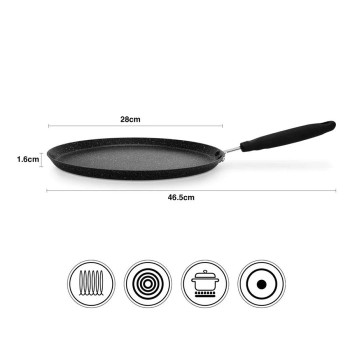 Fissman Crepe Pan Jet Black 28 Cm (Aluminium With Non-Stick Coating) - 10032