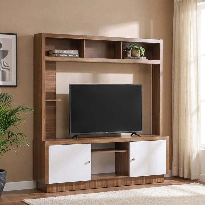 Lucario Wall Unit For Tv Up To 55 Inch- White/Walnutæ