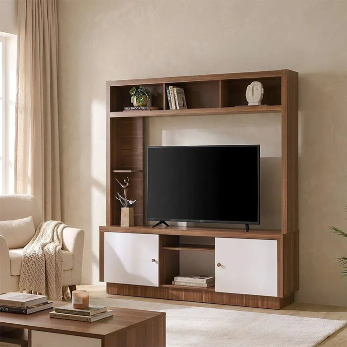 Lucario Wall Unit For Tv Up To 55 Inch- White/Walnutæ