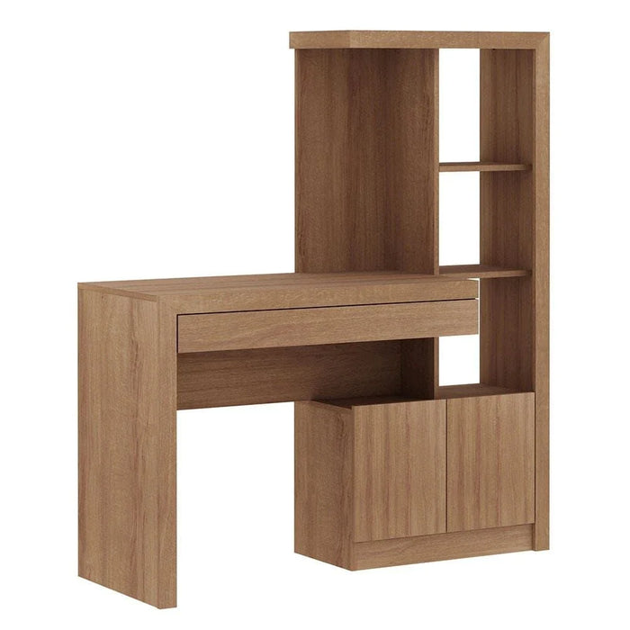 Mia Workstation Office Table with Shelves - Almond