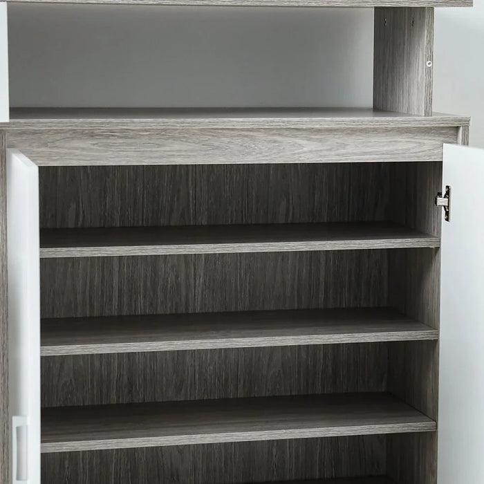 Beak 3 Door & 1 Drawer Shoe Cabinet For 20 Pairs- Grey Oak / White