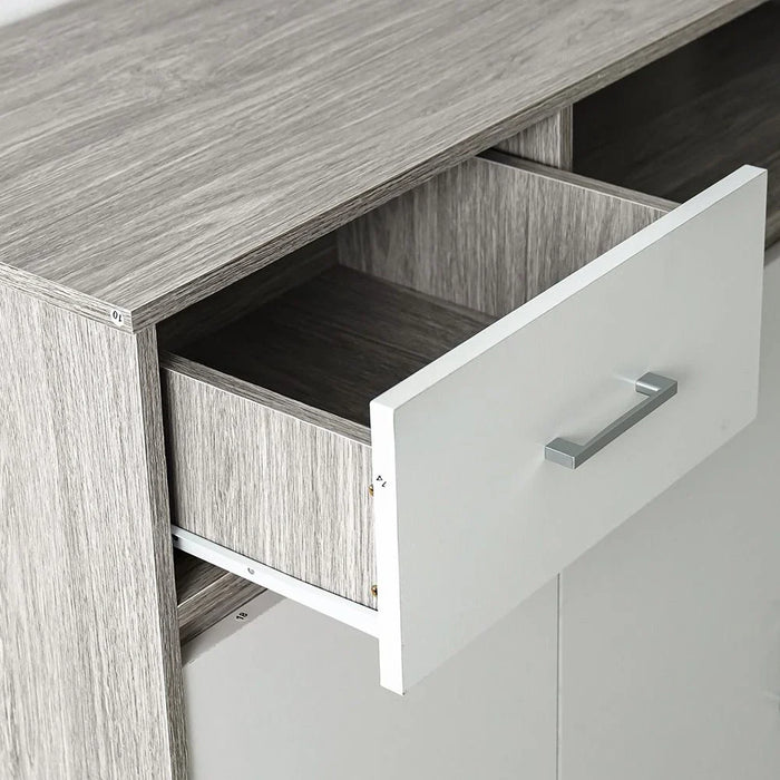 Beak 3 Door & 1 Drawer Shoe Cabinet For 20 Pairs- Grey Oak / White