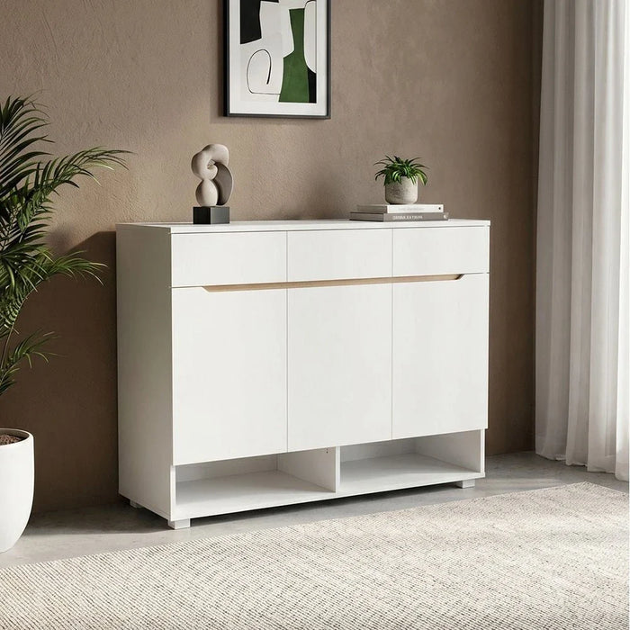 Bill 3 Door & 3 Drawer Shoe Cabinet 22 pairs-White/Oak