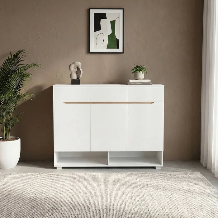 Bill 3 Door & 3 Drawer Shoe Cabinet 22 pairs-White/Oak