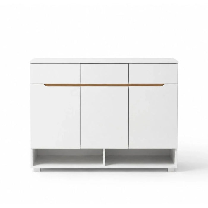 Bill 3 Door & 3 Drawer Shoe Cabinet 22 pairs-White/Oak