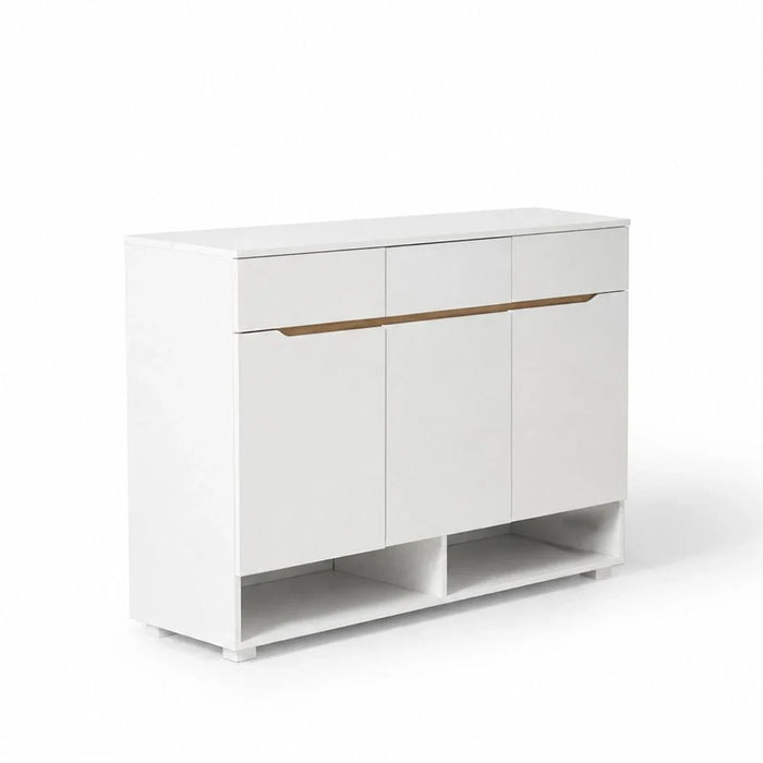Bill 3 Door & 3 Drawer Shoe Cabinet 22 pairs-White/Oak