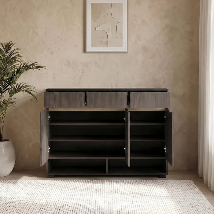 Bill 3 Door & 3 Drawer Shoe Cabinet 22 pairs- Wenge/Oak