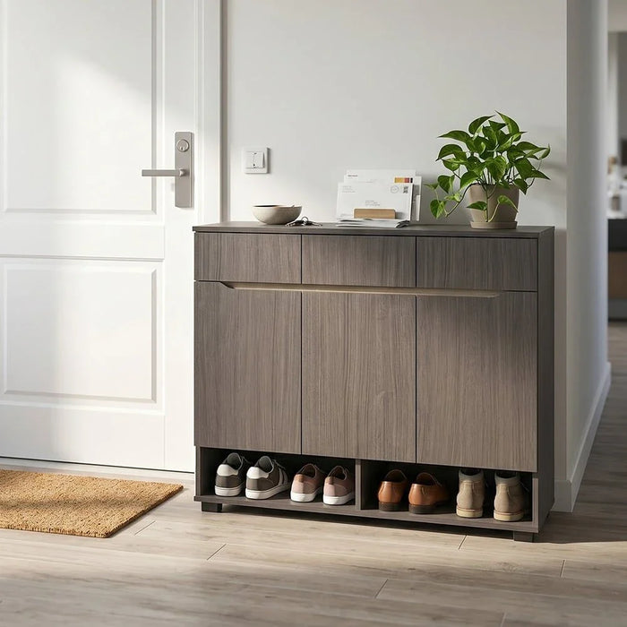 Bill 3 Door & 3 Drawer Shoe Cabinet 22 pairs- Wenge/Oak