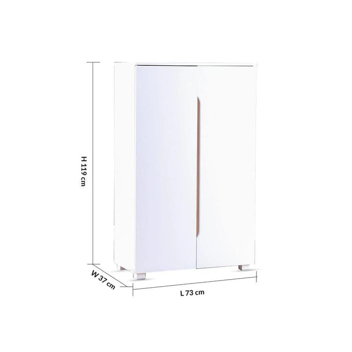 Bill 2 Door Shoe Cabinet 22 pairs-White/Oak