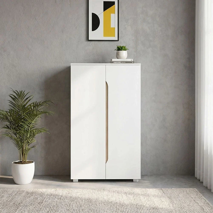 Bill 2 Door Shoe Cabinet 22 pairs-White/Oak