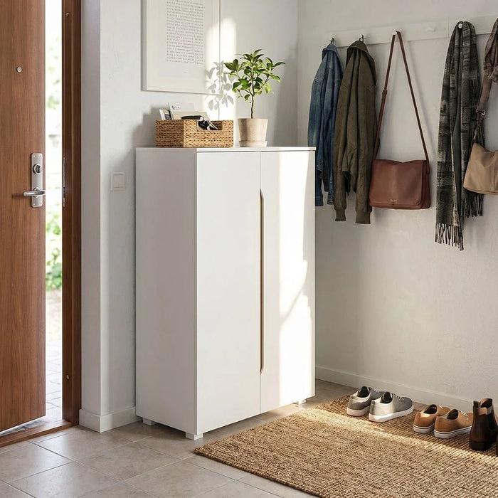 Bill 2 Door Shoe Cabinet 22 pairs-White/Oak