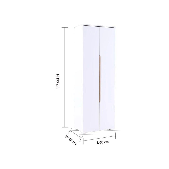 Bill 2 Door Tall Shoe Cabinet-30 Pairs-White/Oak-With 2-Year Warranty