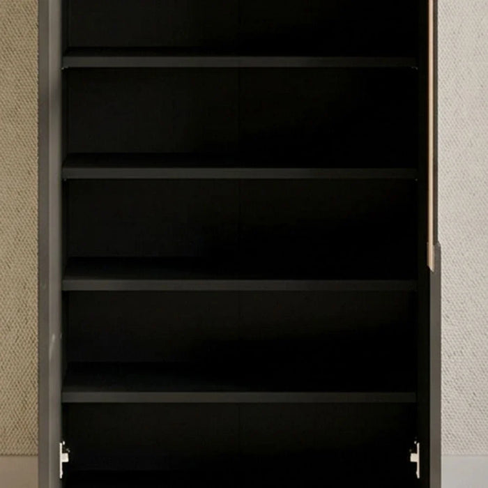 Bill 2 Door Tall Shoe Cabinet-30 Pairs-Wenge/Oak-With 2-Year Warranty