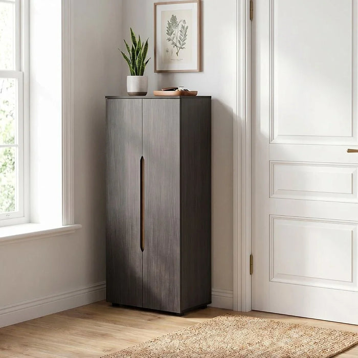 Bill 2 Door Tall Shoe Cabinet-30 Pairs-Wenge/Oak-With 2-Year Warranty