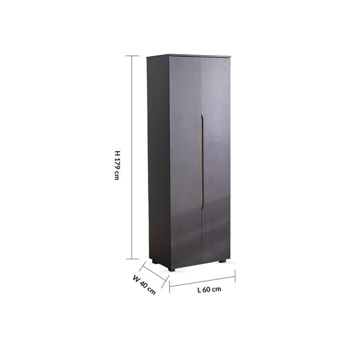 Bill 2 Door Tall Shoe Cabinet-30 Pairs-Wenge/Oak-With 2-Year Warranty