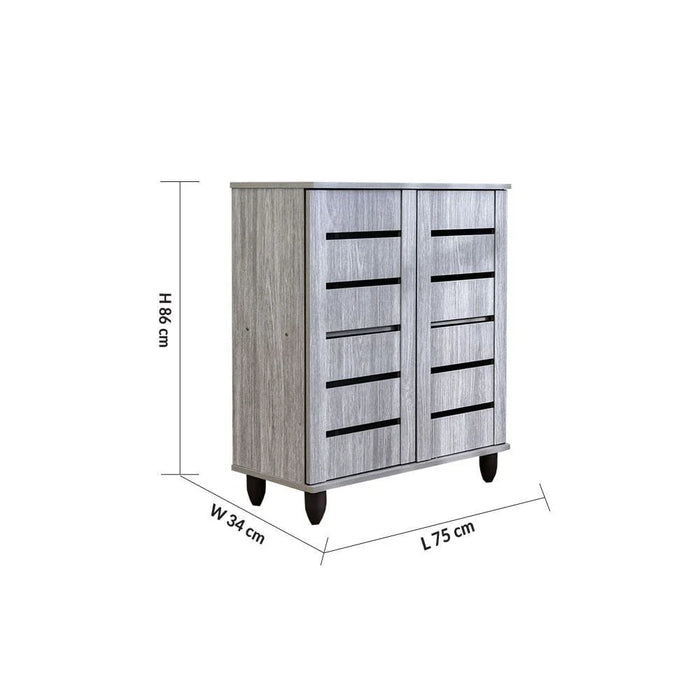 Ricky 14-Pair Shoe Cabinet-Grey Oak