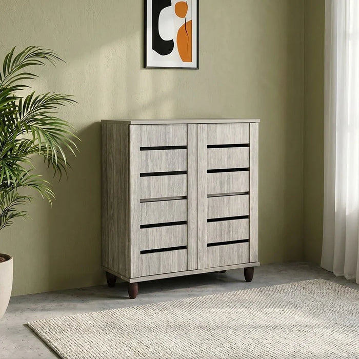 Ricky 14-Pair Shoe Cabinet-Grey Oak