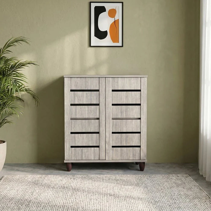 Ricky 14-Pair Shoe Cabinet-Grey Oak