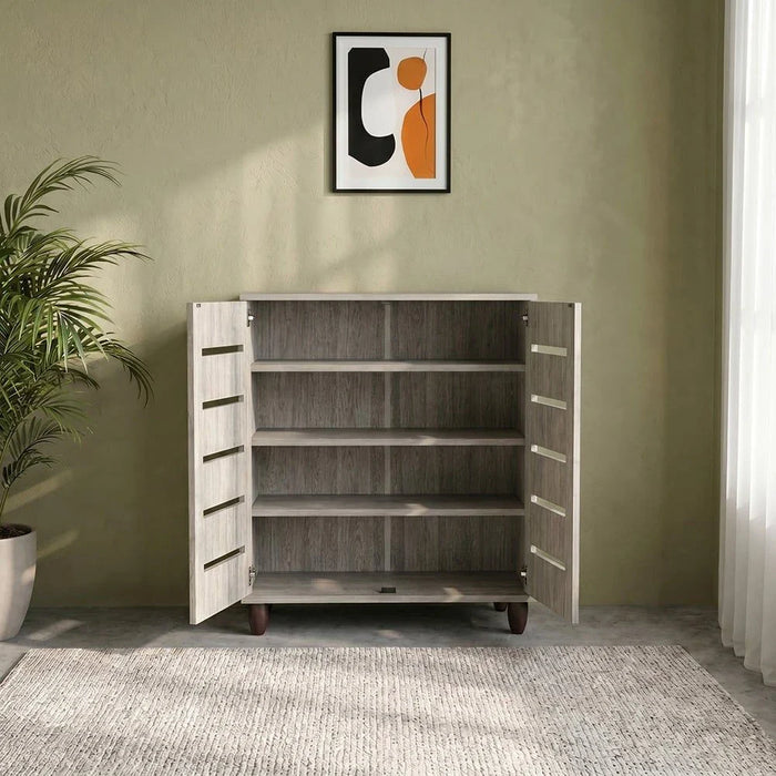 Ricky 14-Pair Shoe Cabinet-Grey Oak