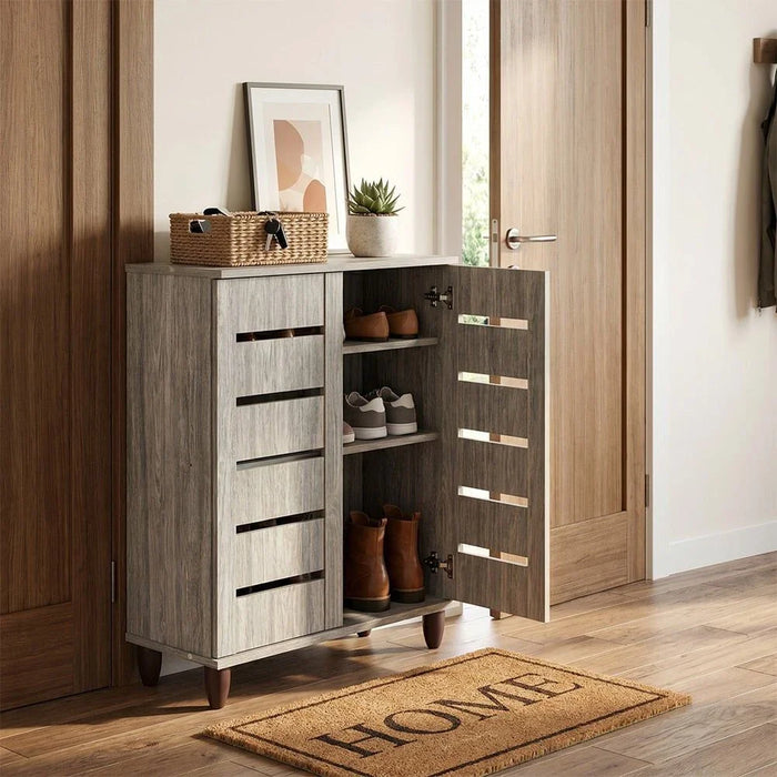 Ricky 14-Pair Shoe Cabinet-Grey Oak
