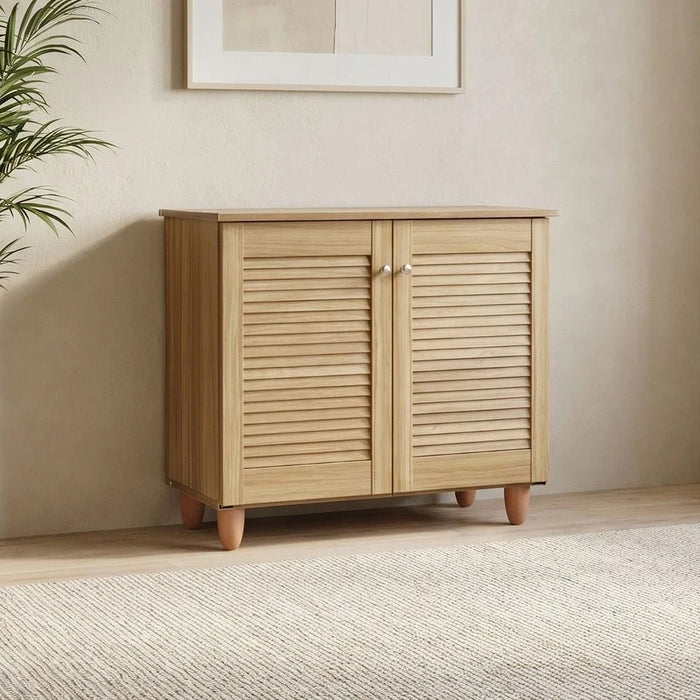 Niva 2 Door Shoe Cabinet For 12 Pairs - Oak